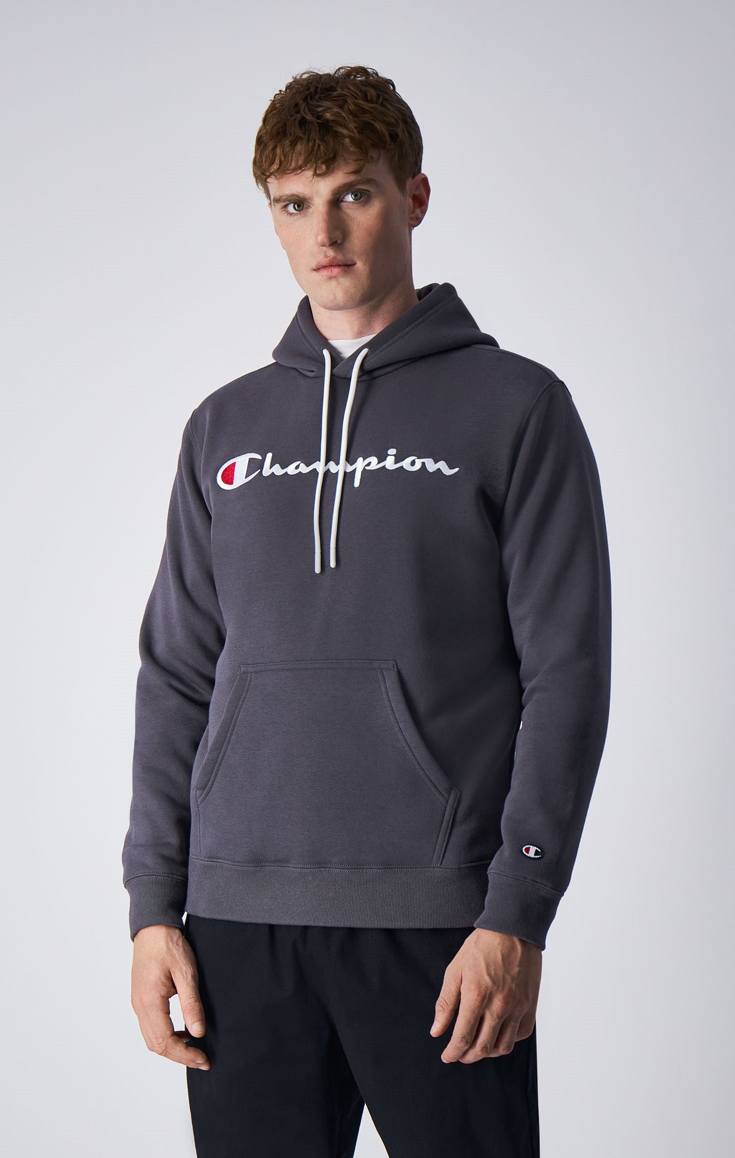 Embroidered Script Logo Fleece Hoodie