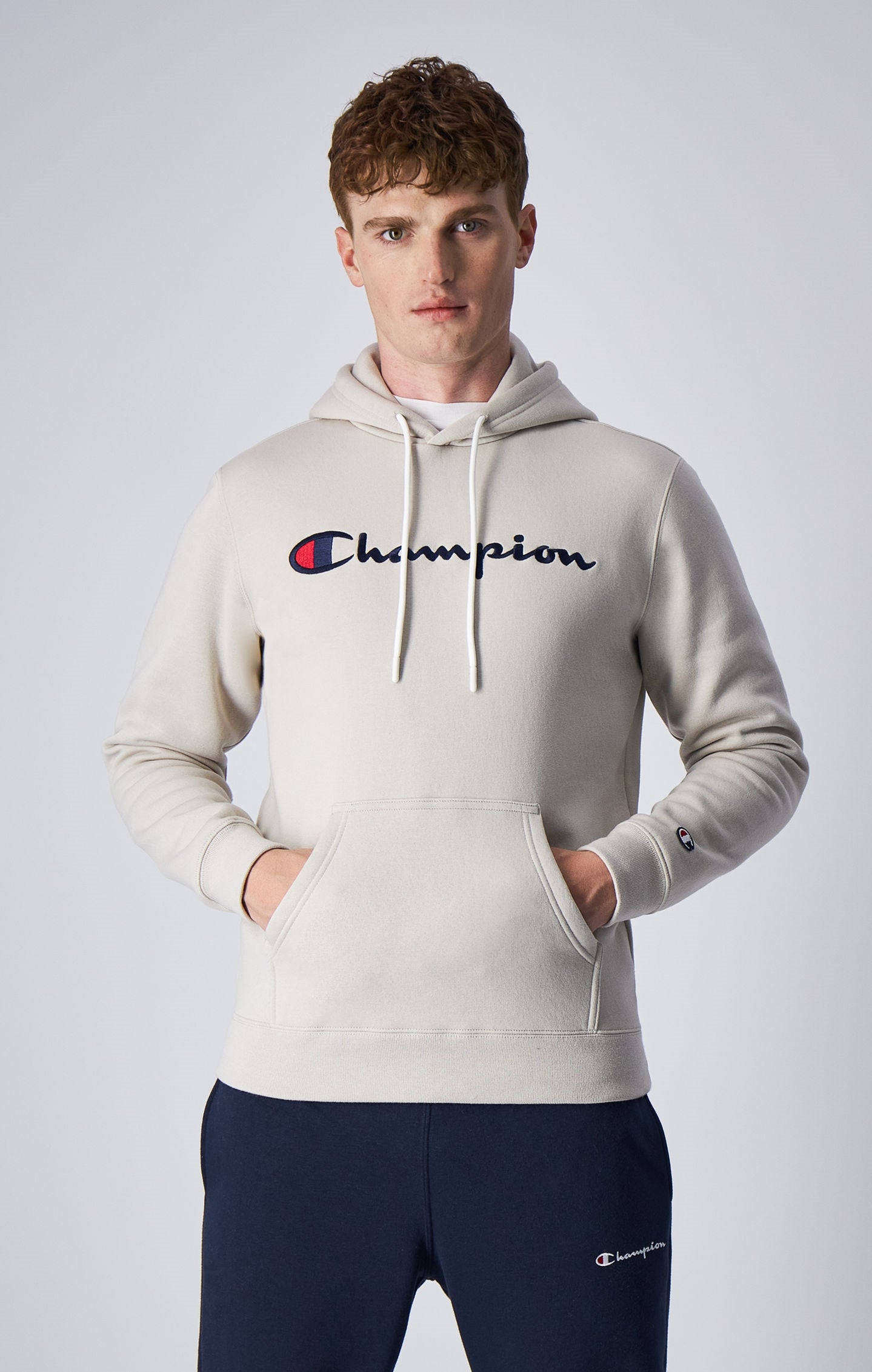 Embroidered Script Logo Fleece Hoodie