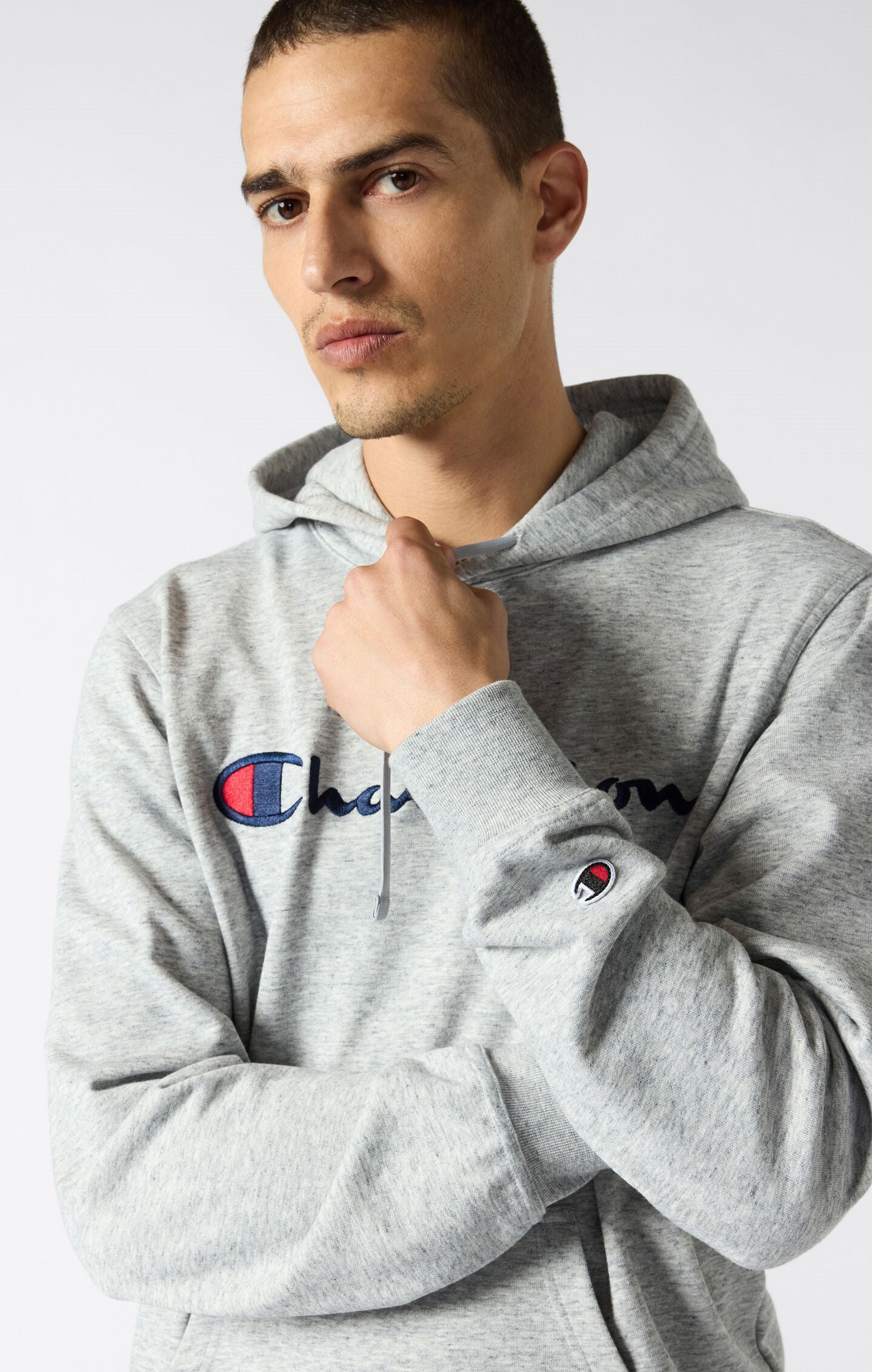 Men's Lightweight Slim Fit Hoodie with Large Embroidered Logo
