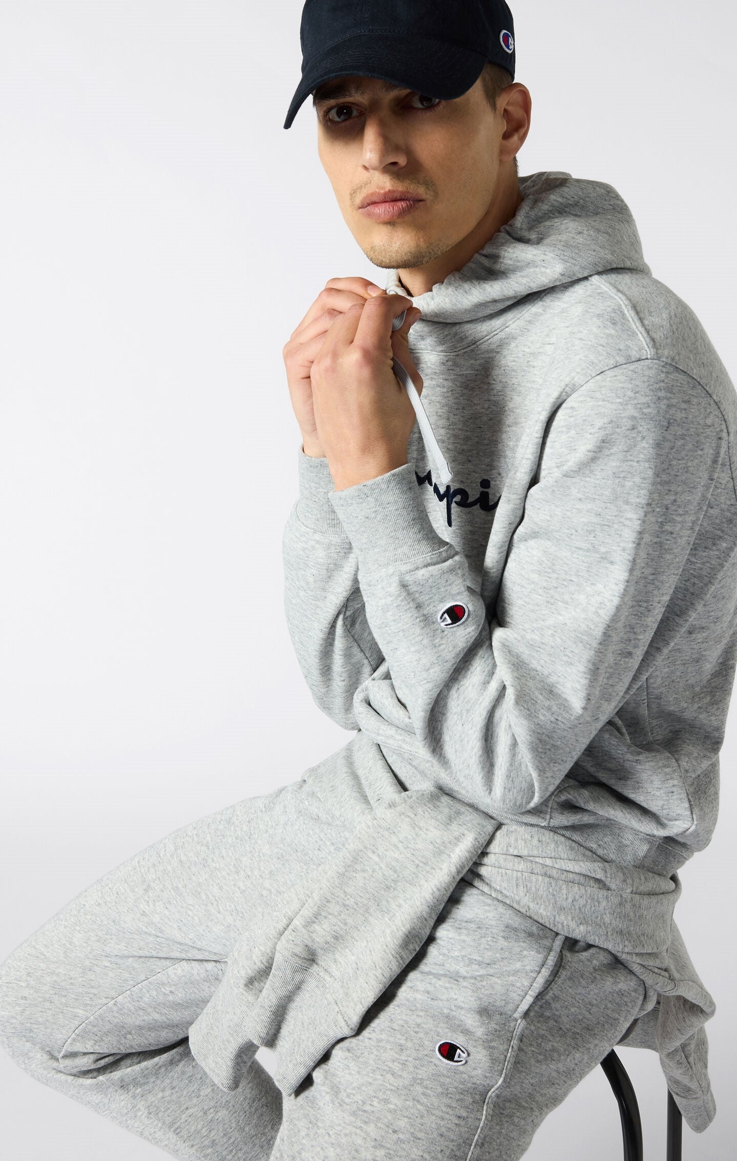 Men's Lightweight Slim Fit Hoodie with Large Embroidered Logo