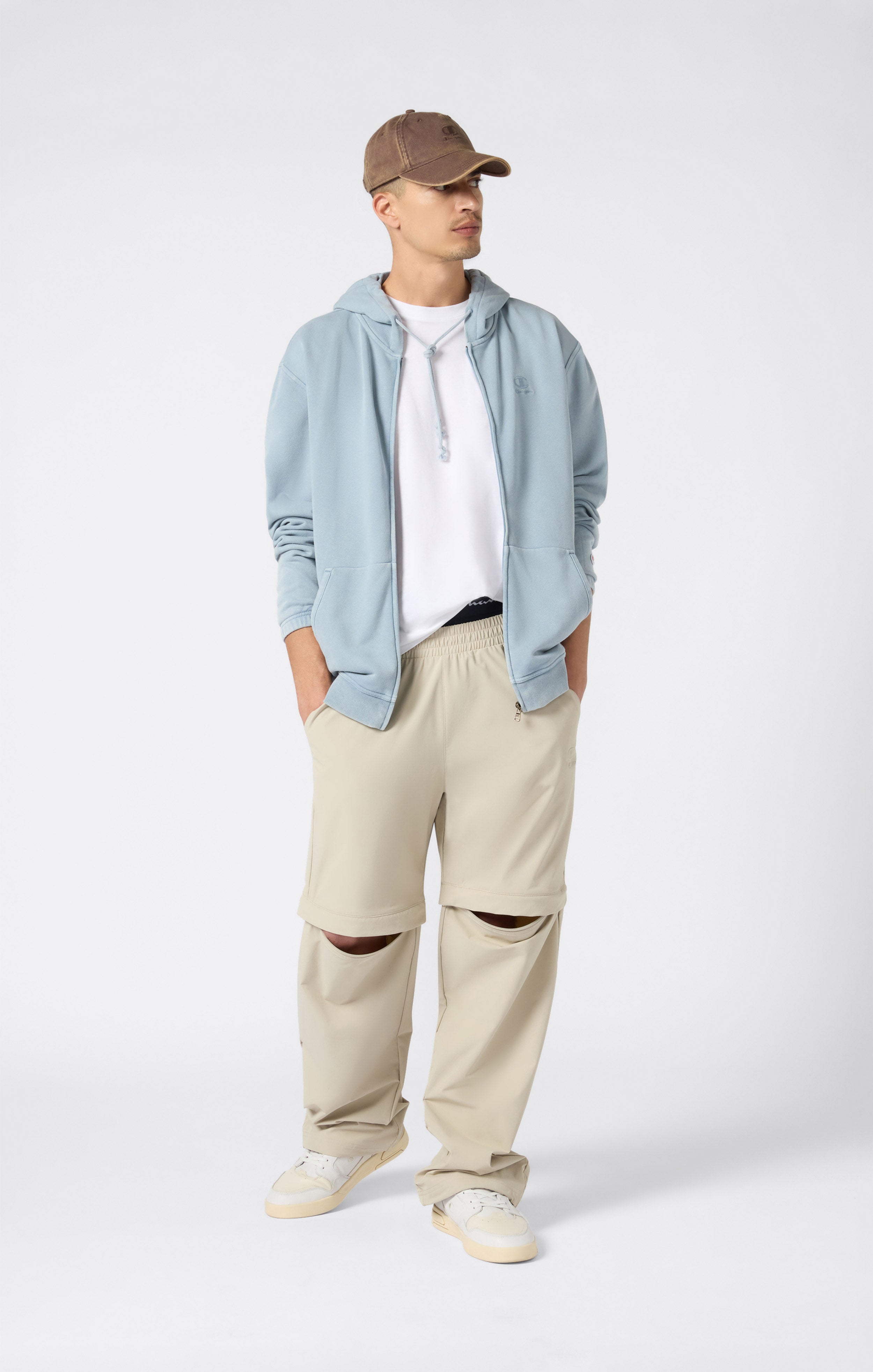 Men's Loose Fit Convertible Nylon Pants with Elastic Cuffs
