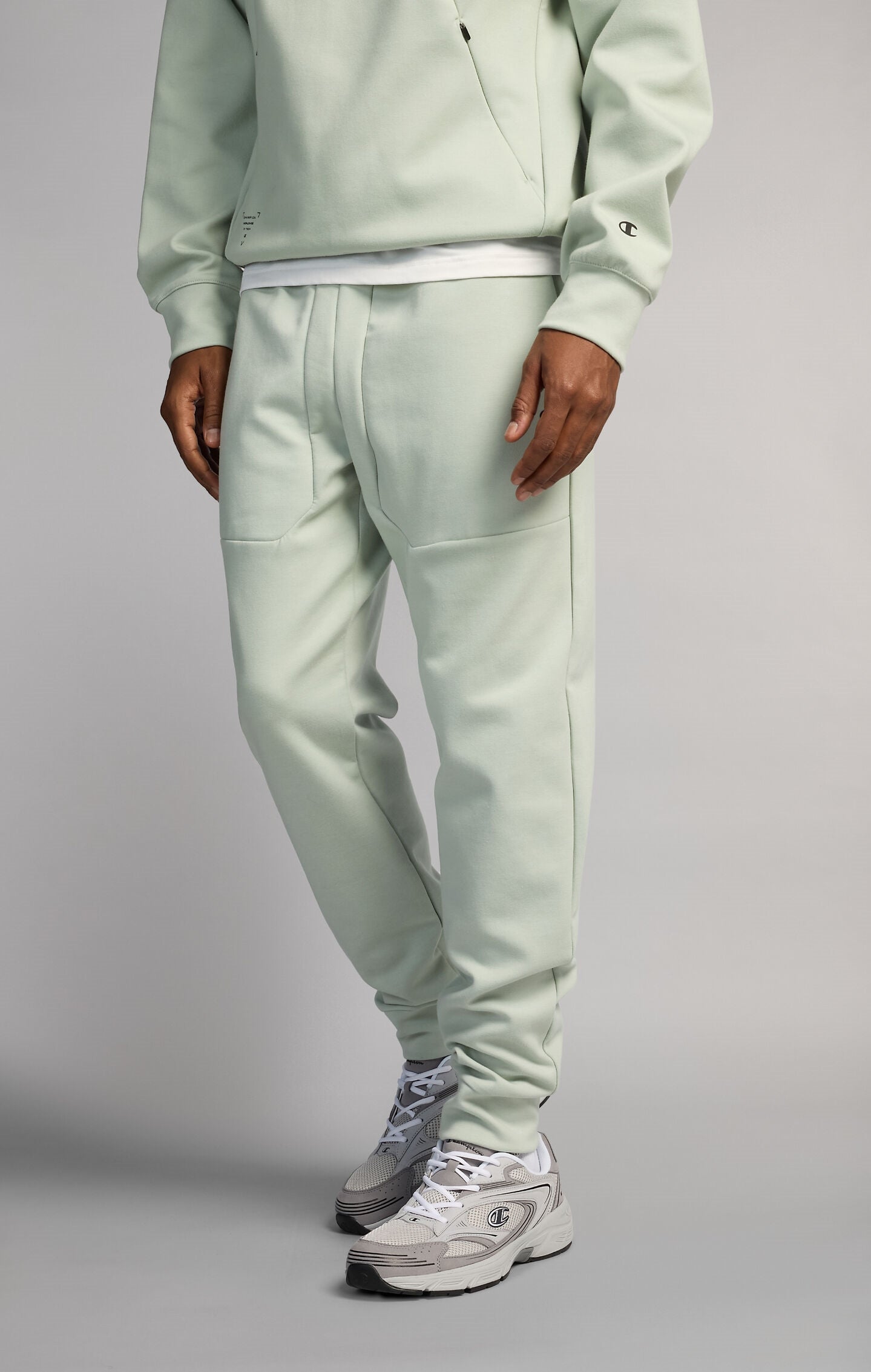 Men's Slim Fit Jogger Trousers with Ribbed Cuffs in Stretch Interlock C-Tech