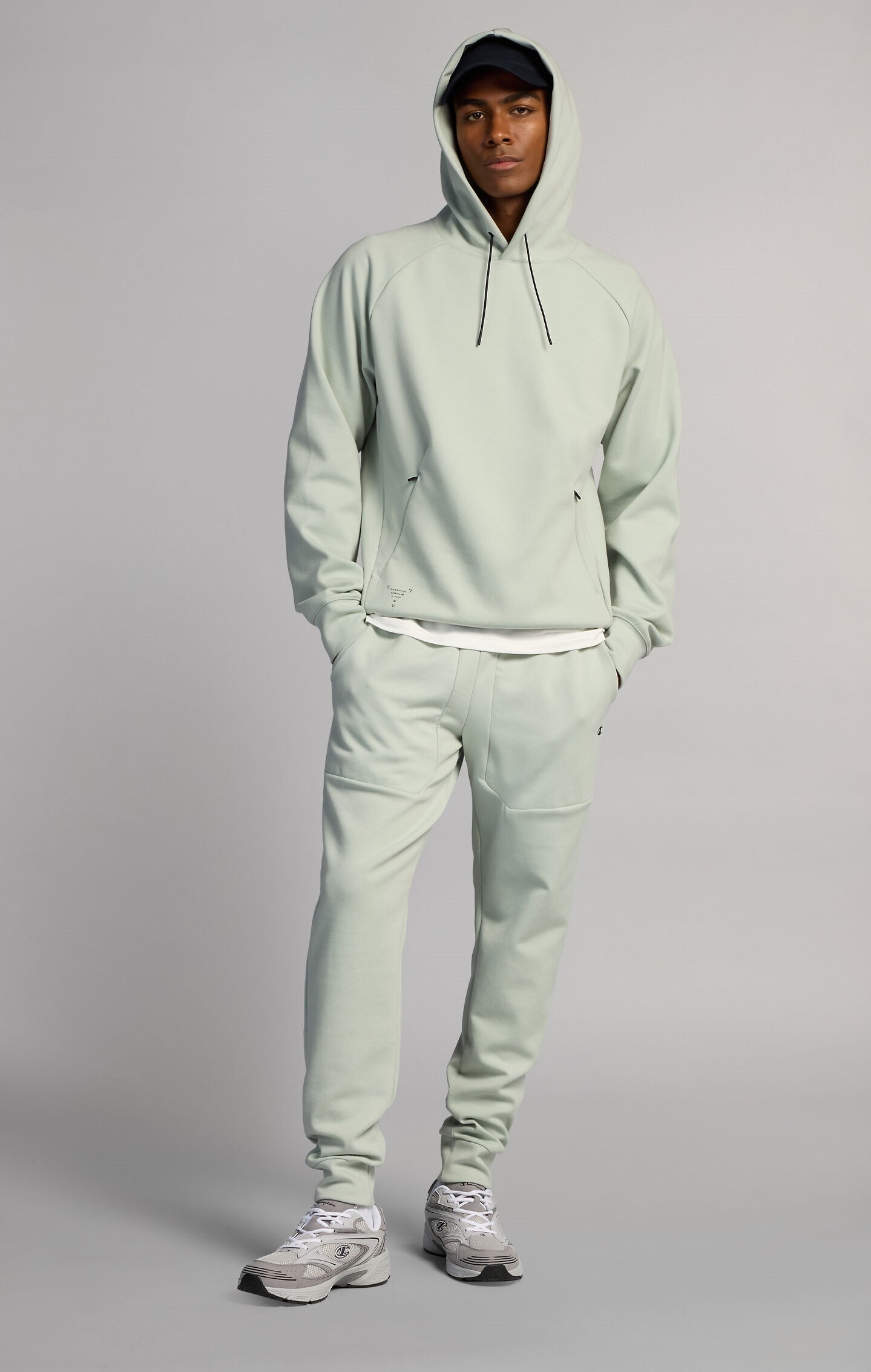 Men's Slim Fit Jogger Trousers with Ribbed Cuffs in Stretch Interlock C-Tech