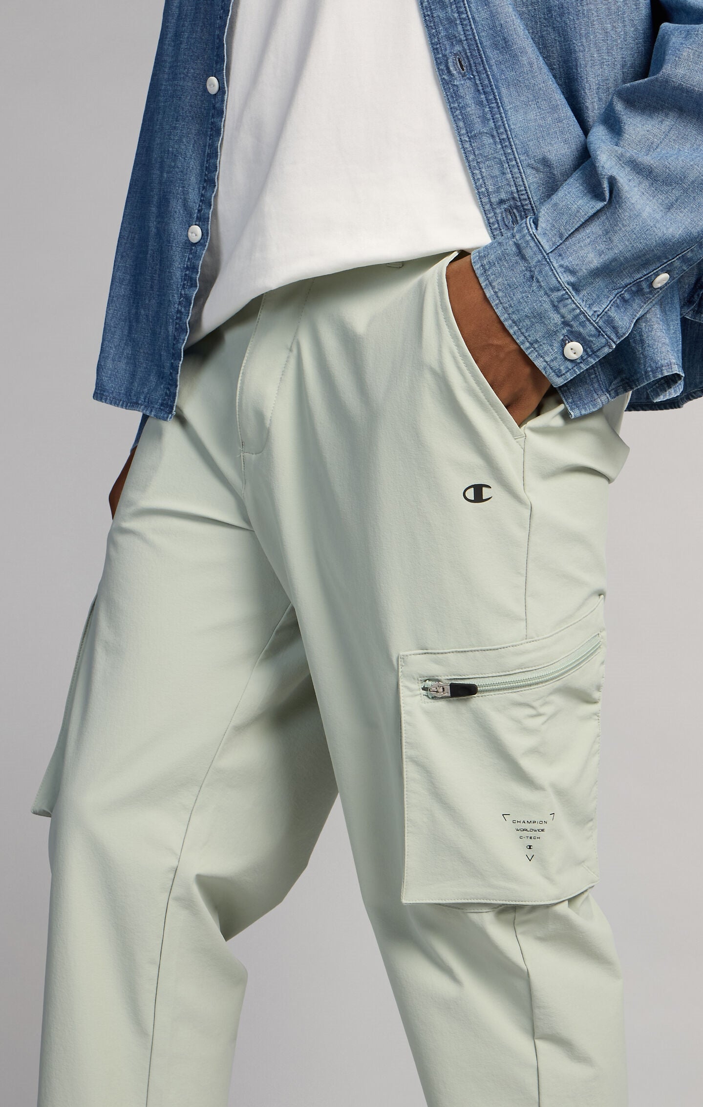 Men's Cargo Trousers in Water-Repellent Nylon C-Tech
