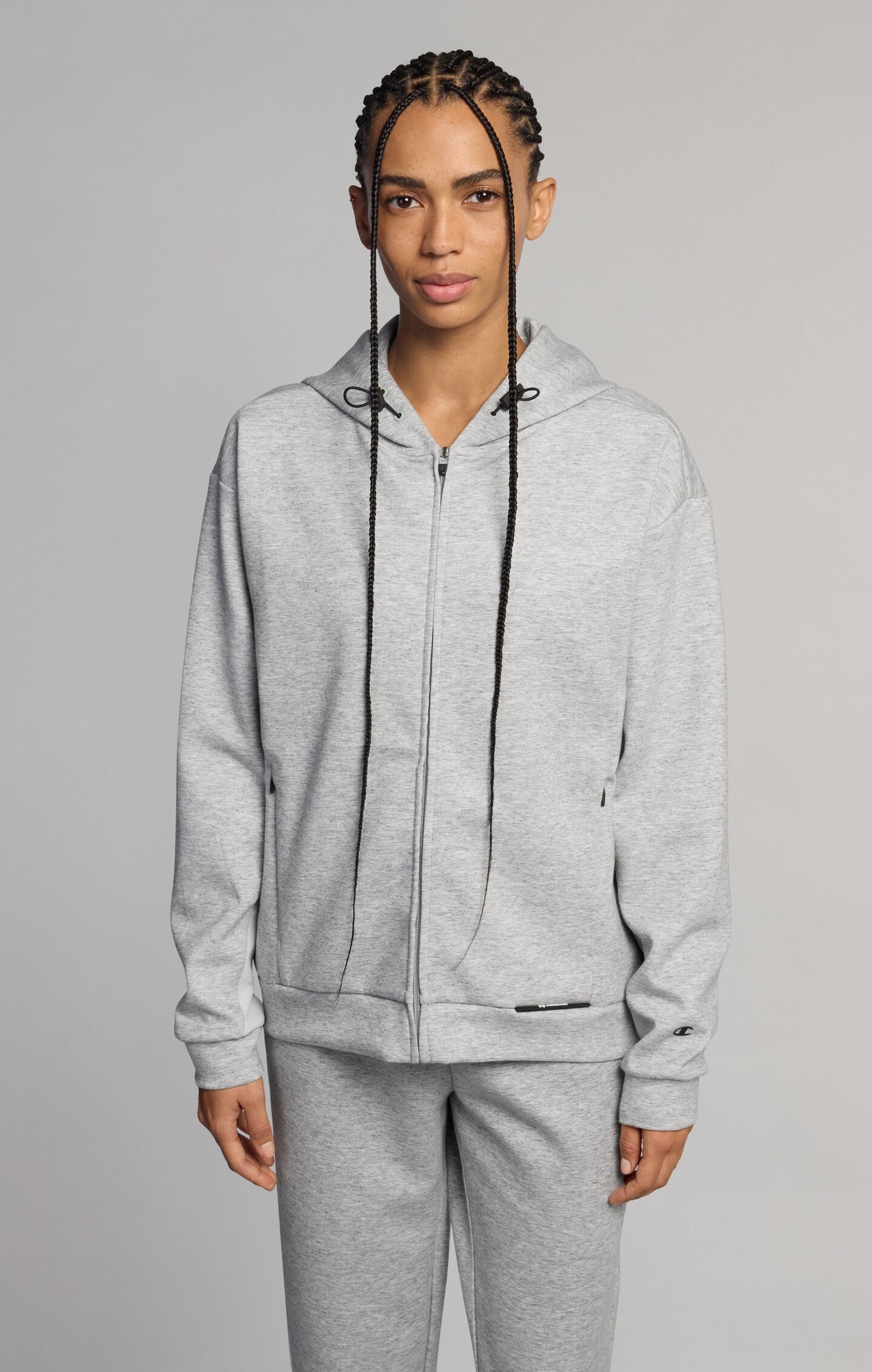 Women's Hooded Zip Sweatshirt in Stretch Nylon C-Tech