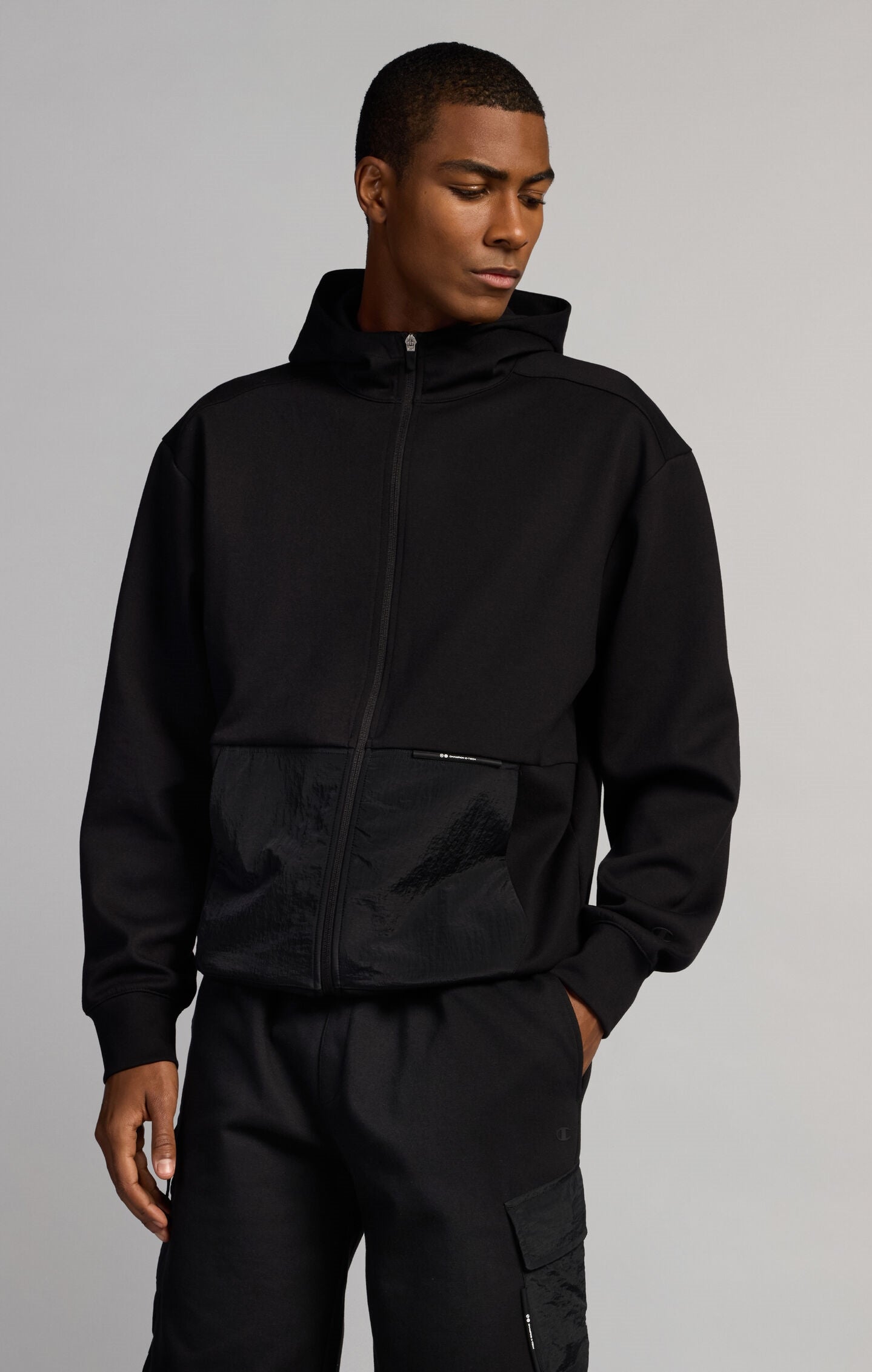 Men's Hooded Zip Sweatshirt in Interlock C-Tech