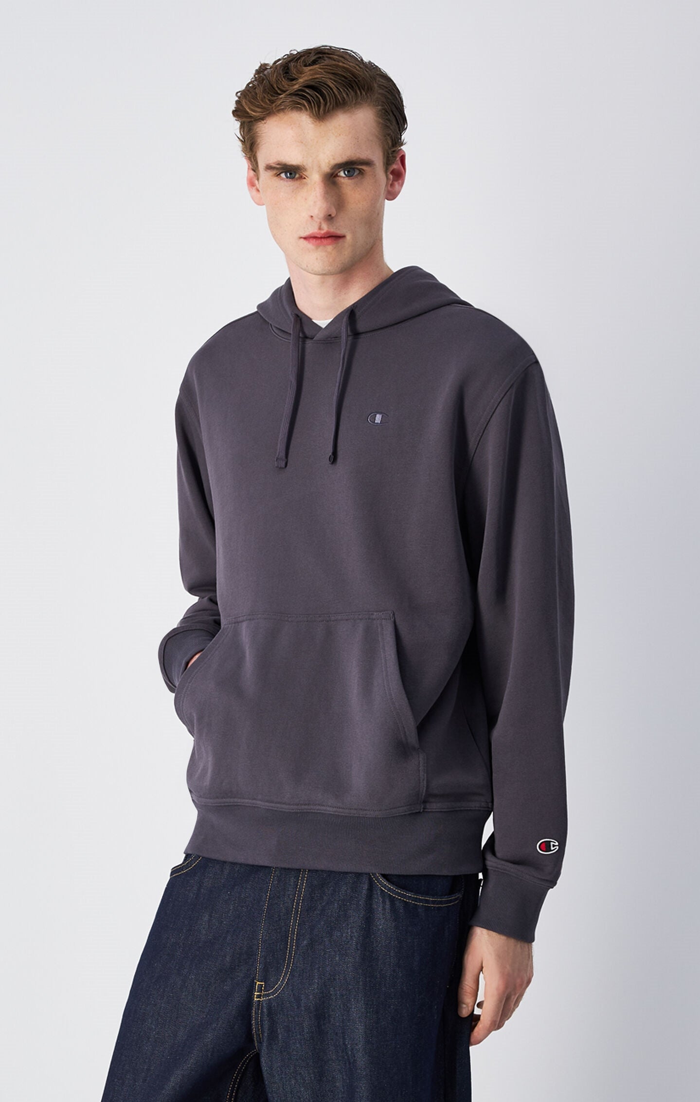 Men's Lightweight Hoodie with Embroidered C Logo Icons