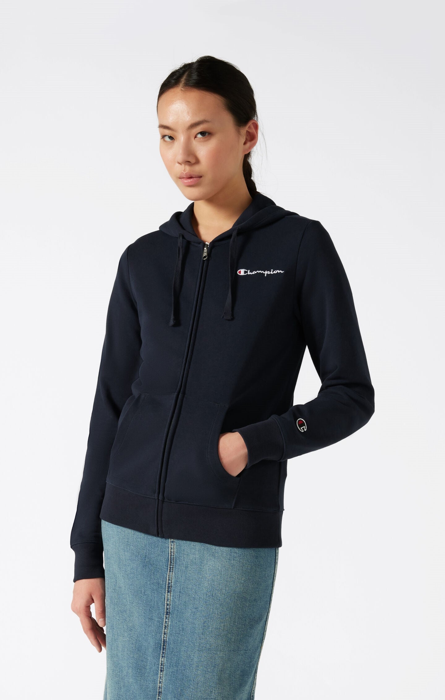 Women's Lightweight Slim Fit Hoodie with Full Zip and Small Logo