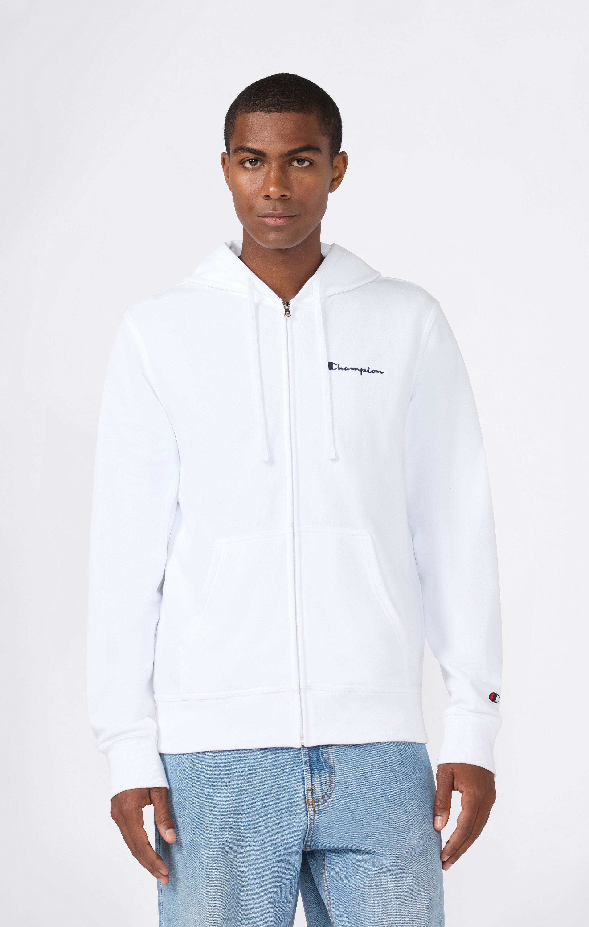 Men's Lightweight Slim Fit Hoodie with Full Zip and Small Logo