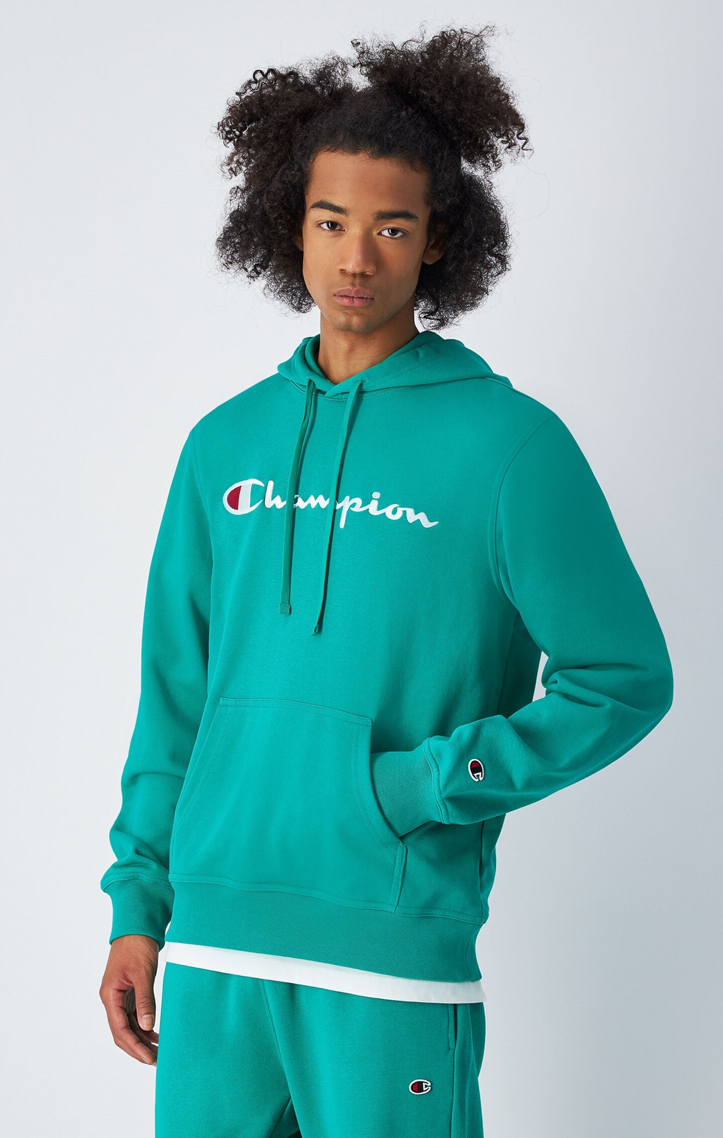 Men's Lightweight Slim Fit Hoodie with Large Embroidered Logo