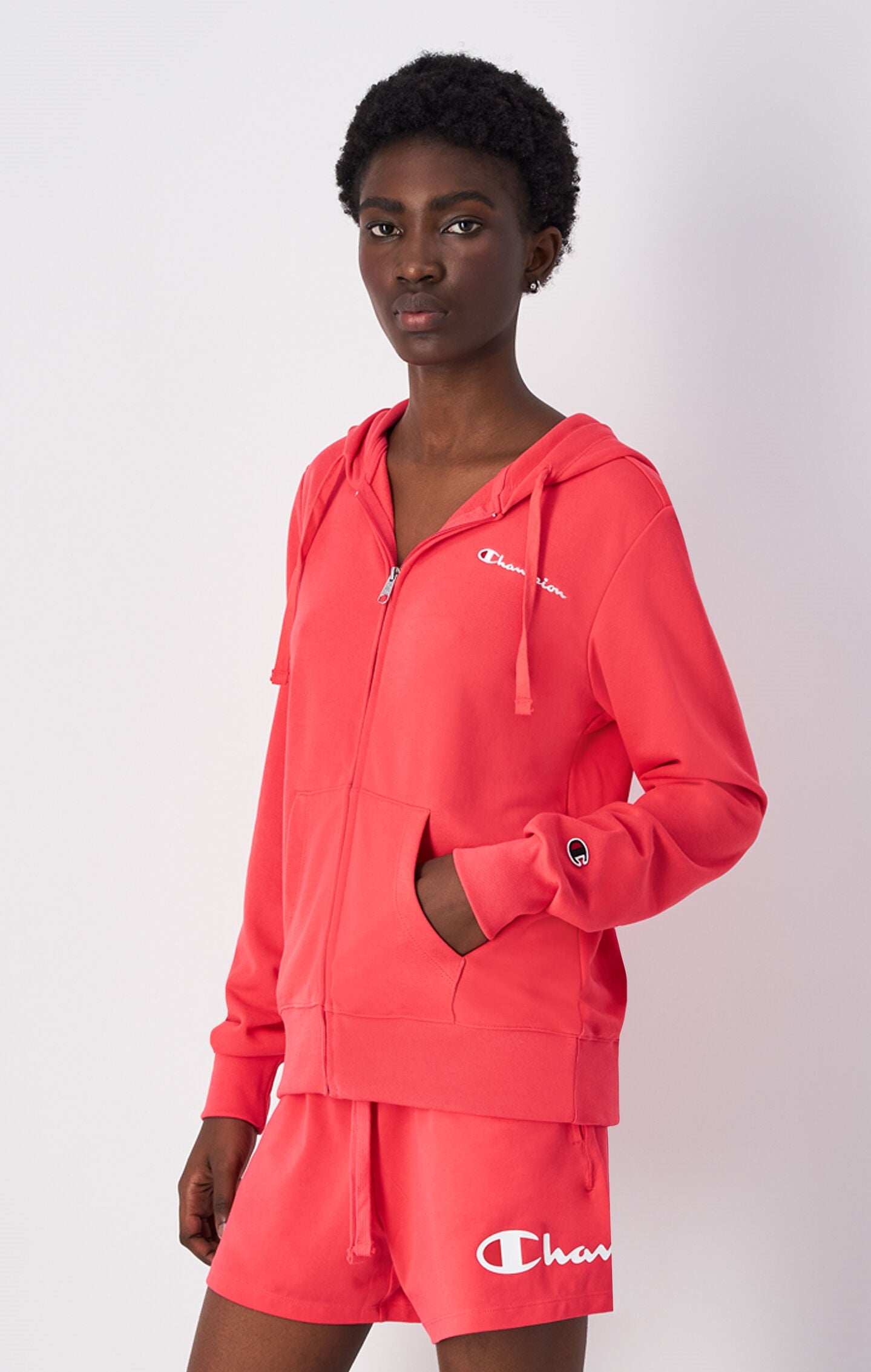 Women's Lightweight Slim Fit Hoodie with Full Zip and Small Logo