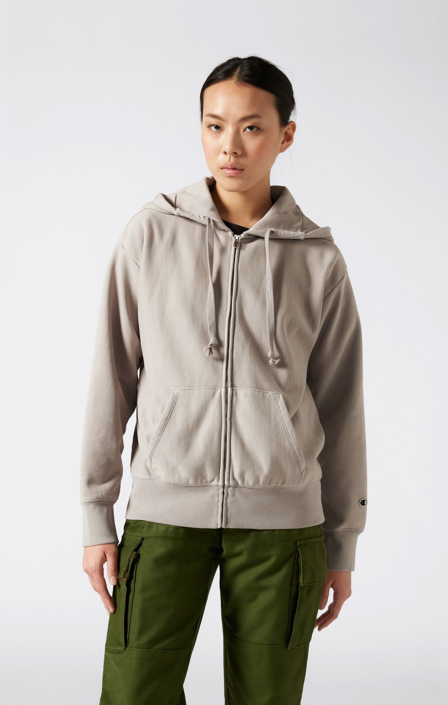 Women's Reverse Weave Washed Loose Fit Hooded Full Zip Sweatshirt