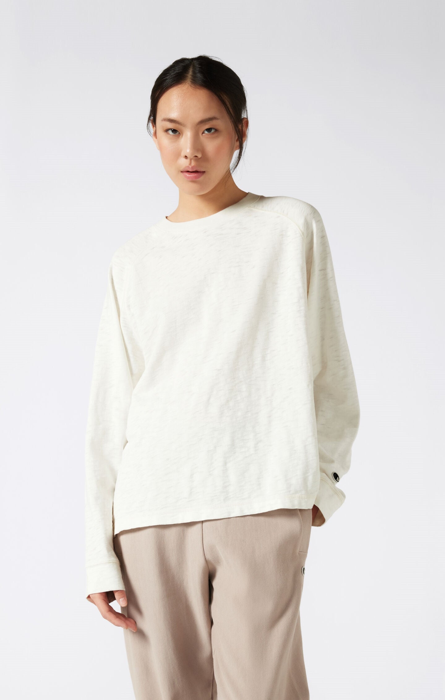 Women's Reverse Weave Washed Long Sleeve Crewneck T-Shirt